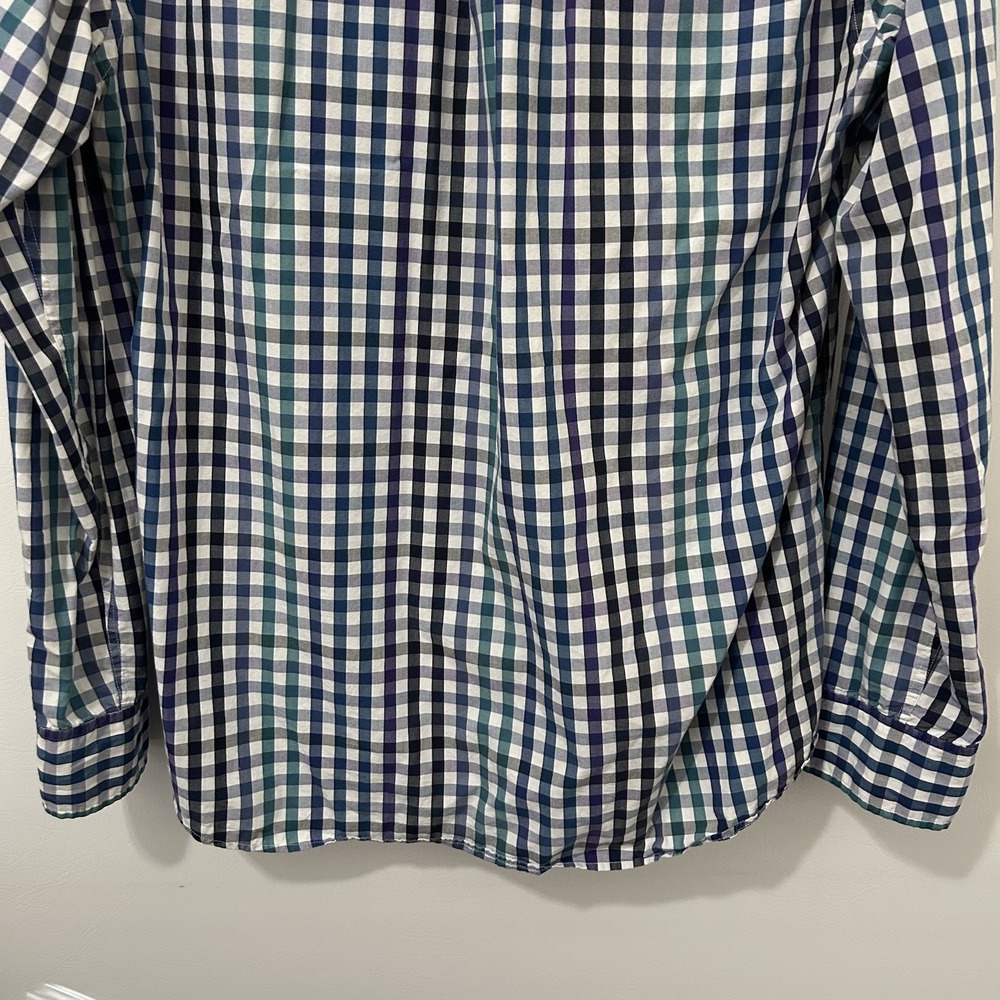 J. Press Men's Large Green Blue Plaid Shirt Career Casual Long Sleeve Button - Picture 10 of 11